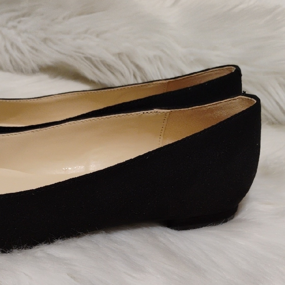 SALE! New Nine West Black Point Toe Embellished Flats Sleek Minimalist Design - Picture 2 of 16